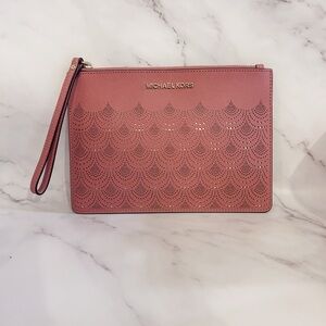 Michael Kors Rose Laser-Cut Wristlet